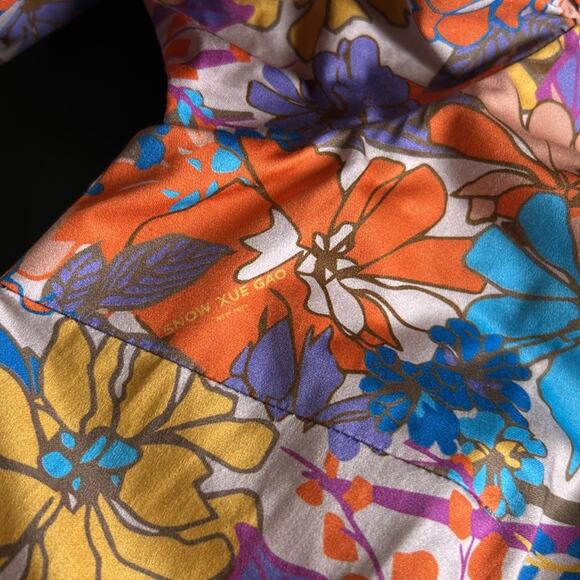 $290 Snow Xue Gao Designer Floral Printed Orange Babydoll Dress NEW Size 6 - Picture 10 of 15